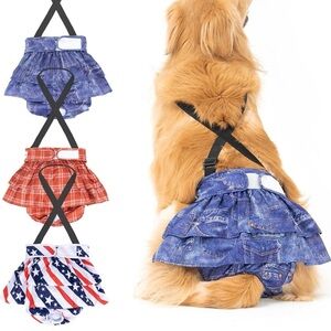 3 Pack Avont Washable Female Dog Diaper Skirts with Suspender